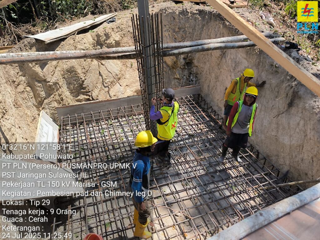 Pembesian Pad & Chimney Leg - Pembangunan TL SUTT 150Kv